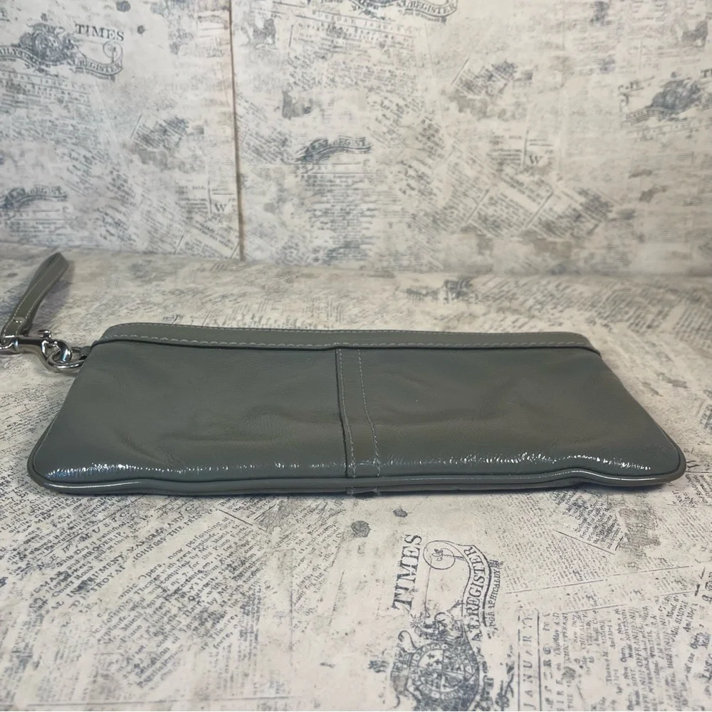 Coach gray leather wristlet